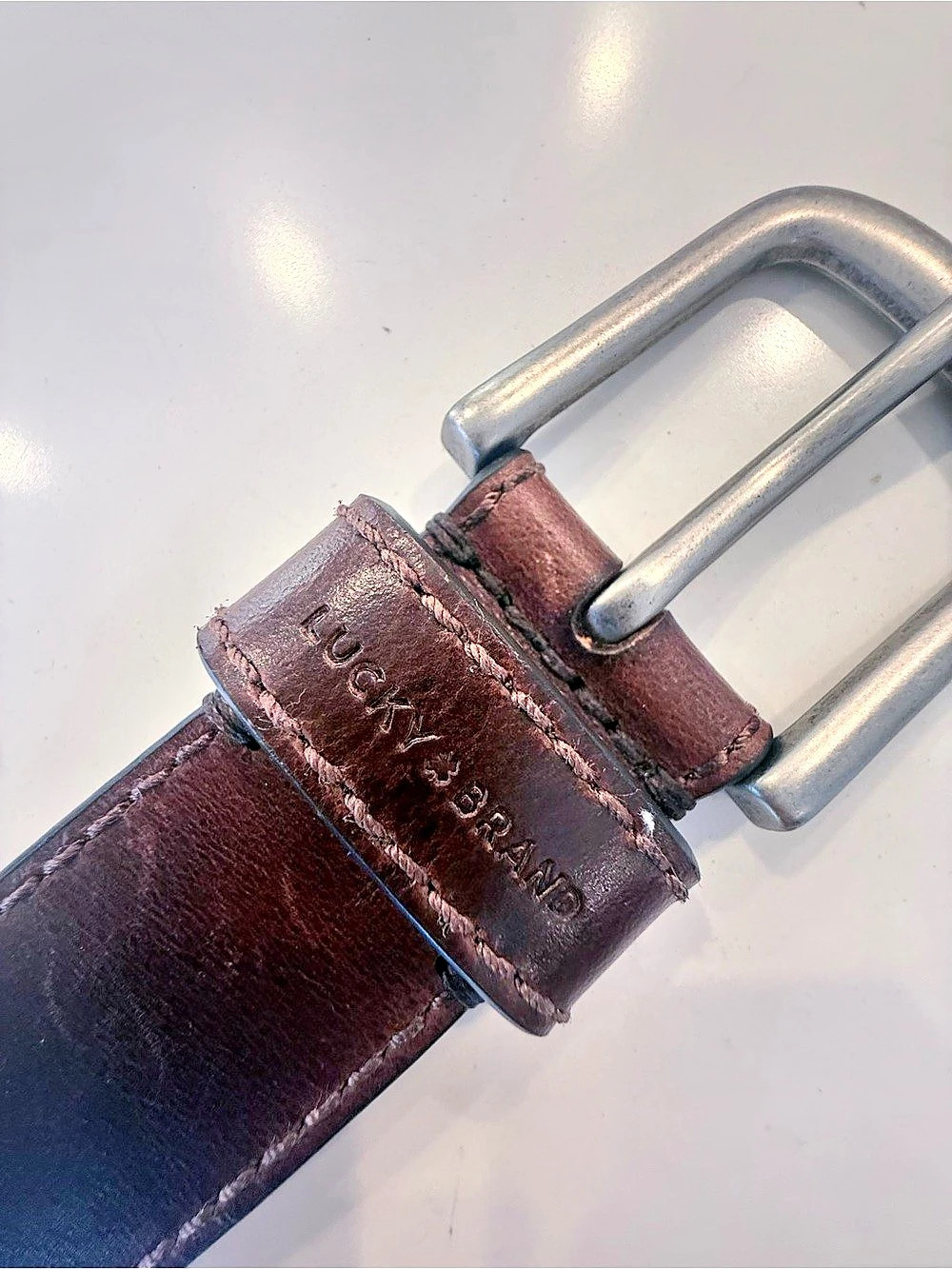 Lucky Brand Leather Belt Brown Size 38